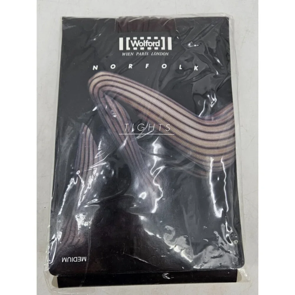 New Wolford Norfolk Tights Womens M Macaron Brown Striped
